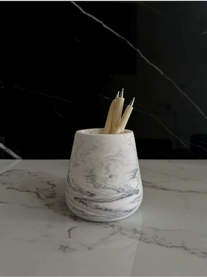 SteweHome Decorative Pencil Holder Concrete Handmade Toothbrush Small Vase Grey 10x10x10 Cm