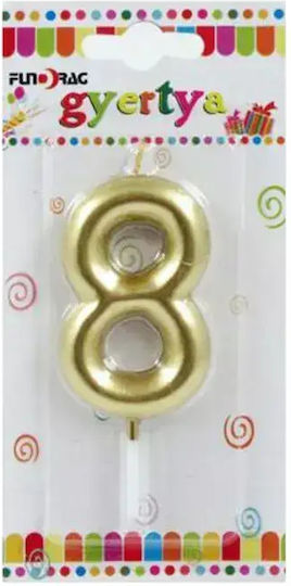 Birthday Candle Cake Number 8 Metallic Gold