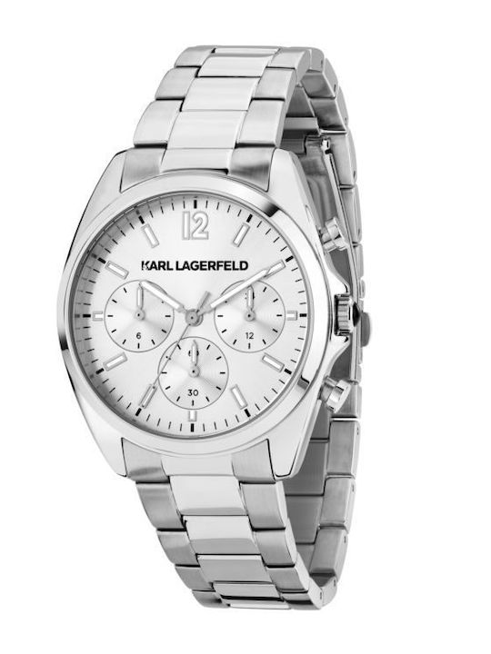 Karl Lagerfeld Γυναικείο Ρολόι 38mm Μπαταρίας με Ασημί Μεταλλικό Μπρασελέ