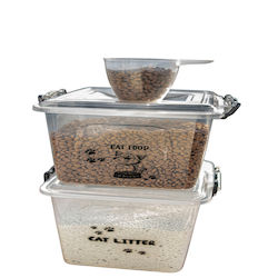 Femmit Set of 2 Dry Food & Cat Litter Storage Containers 10l Measuring Cup Airtight Plastic Transparent Femmit Set of 2 Dry Food & Cat Litter Storage Containers 10l Measuring Cup Airtight Plastic Transparent