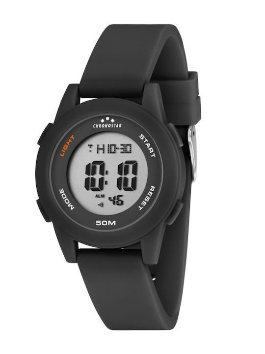Chronostar Digital Womens Watch 35mm Battery with Black Rubber Strap