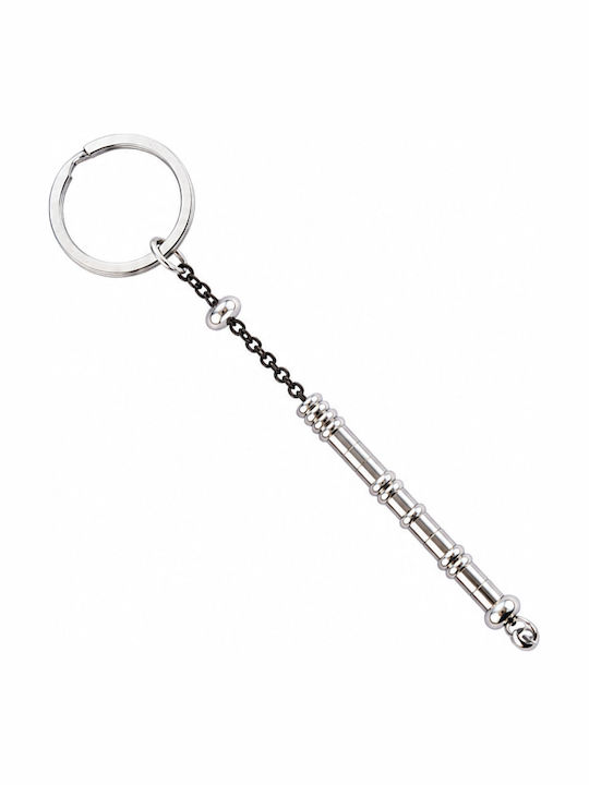 Jt Steel Keychain Secret Morse Code Message Silver & Black Chain