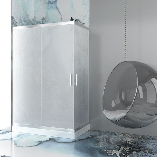 Orabella Stardust Easy Fix Shower Cabin with Sliding Door 100x140cm Fabric Chrome