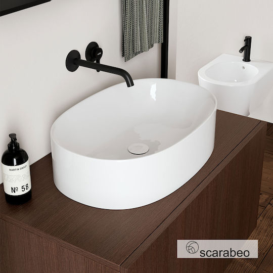 Scarabeo Επικαθήμενος Νιπτήρας Πορσελάνης 60x40cm White