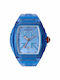 Off White Digital Herrenuhr mit Batterie und Blauem Gummiarmband