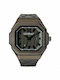 Off White Digital Herrenuhr Batterie mit grünem Gummiarmband