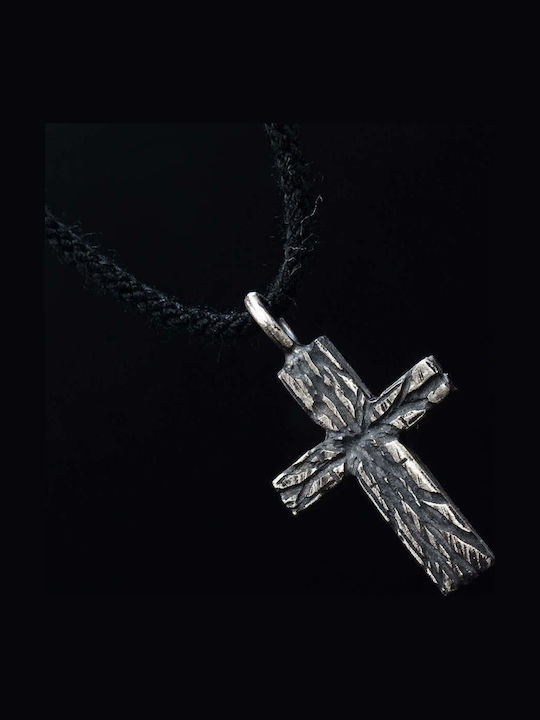 Black Silver Cross with Cord