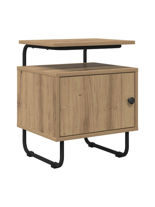 Wooden Bedside Table with Metal Legs Brown 40x3...