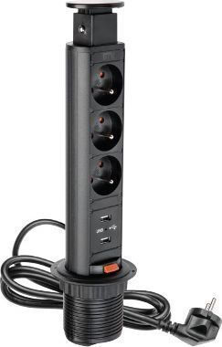 Gtv Πολύπριζο 3 Θέσεων με USB-A και Καλώδιο 1.5m