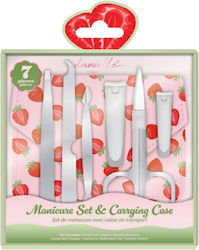 Danielle Creations Nagelzubehör Reise-Set Maniküre 7 Stück Erdbeeren Tasche