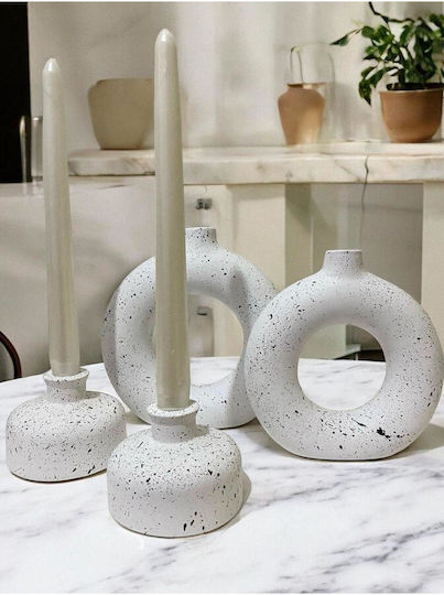 Stewehome Set Of Decorative Vase Candle Holder Bohemian Style Beige 10x10 Cm