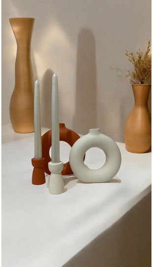 Stewehome Set De Vaze Decorative Și Sfeșnice Stil Boem Handmade Portocalii 20x15 Cm