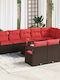 vidaXL Garten- und Outdoor-Möbelsets 9 Stück Wohnzimmer Braun mit Kissen