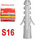 Fischer S16 Nylon Wall Plugs Ø12x80mm 50116 10 Pieces