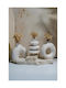SteweHome Set Decorative Marble Beige Vases 10x9xH10cm 3 Pieces