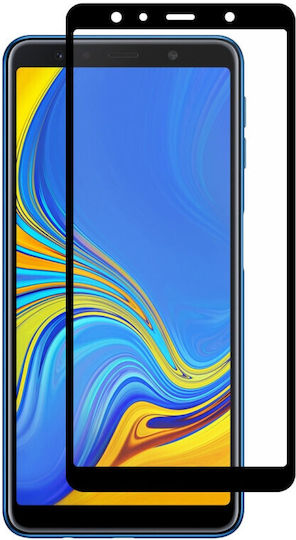 Закалено Стъкло Протектор Full Glue Galaxy A7 2018 Черен