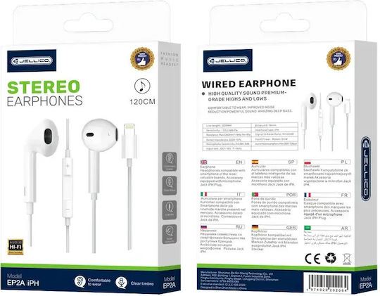 Jellico Ep2a Earbuds Handsfree Earphones with Lightning Plug White