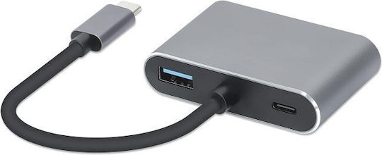 iBox USB-C Докинг Станция с HDMI 4K PD и Свързване на 2 Монитора Сива