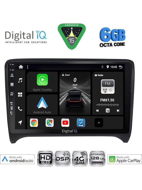 Digital IQ Auto-Audiosystem für Audi TT 2007-2015 Bluetooth USB Eingebautes Wi-Fi GPS Apple CarPlay Android Auto mit 9 Zoll Touchscreen