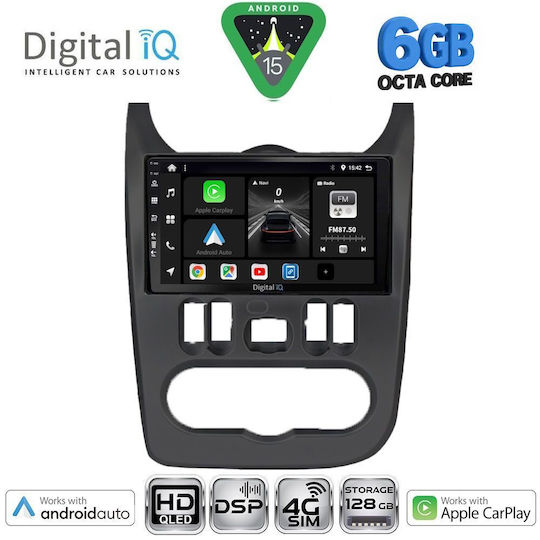 Digital IQ Ηχοσύστημα Αυτοκινήτου για Renault Logan Dacia Duster / Logan / Sandero 2006-2012 (Bluetooth/USB/WiFi/GPS/Apple-Carplay/Android-Auto) με Οθόνη Αφής 9"