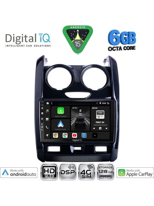 Digital IQ Car Audio System for Dacia Duster 2012-2019 Bluetooth USB WiFi GPS Apple CarPlay Android Auto with 9" Touch Screen