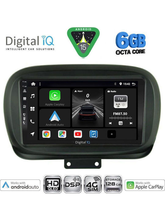 Digital IQ Car Audio System for Fiat 500X Bluetooth USB WiFi GPS Apple CarPlay Android Auto with 9" Touch Screen