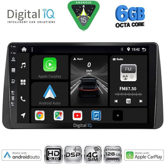 Digital IQ Car Audio System for Fiat Tipo 2018-2023 Bluetooth USB WiFi GPS Apple CarPlay Android Auto with 9" Touch Screen