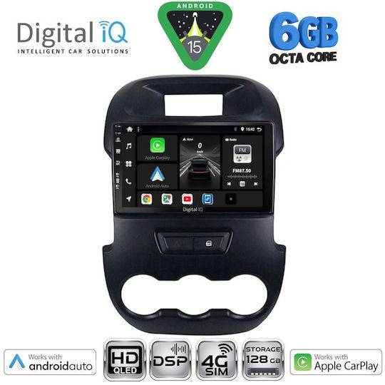 Digital IQ Car Audio System for Ford Ranger 2011-2015 (Bluetooth/USB/WiFi/GPS/Apple CarPlay/Android Auto) with 9" Touch Screen