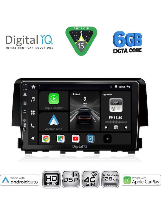 Digital IQ Car Audio System for Honda Civic 2016-2021 Bluetooth USB WiFi GPS Apple CarPlay Android Auto with 9" Touch Screen
