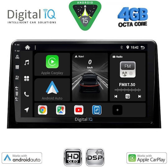 Digital IQ Car Audio System for Peugeot Partner Opel Combo Fiat Doblo Toyota Proace Citroen Berlingo 2022 Bluetooth USB WiFi GPS Apple CarPlay Android Auto with 10" Touch Screen