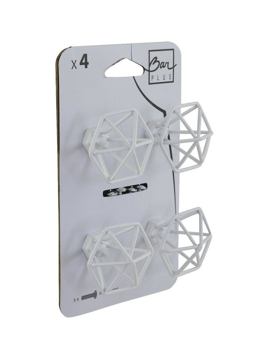 Buton Mobilier Din Metal Alb Set 4 Bucăți