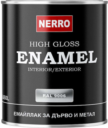Enamel Paint Wood Metal Ral 9006 Silver 0.650 L Nerro