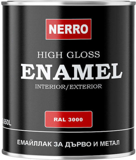Enamel Paint Wood Metal Ral 3000 Red 0.650 L Nerro