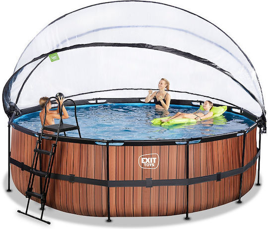 Exit Toys Round Wooden Swimming Pool 488x122cm Brown