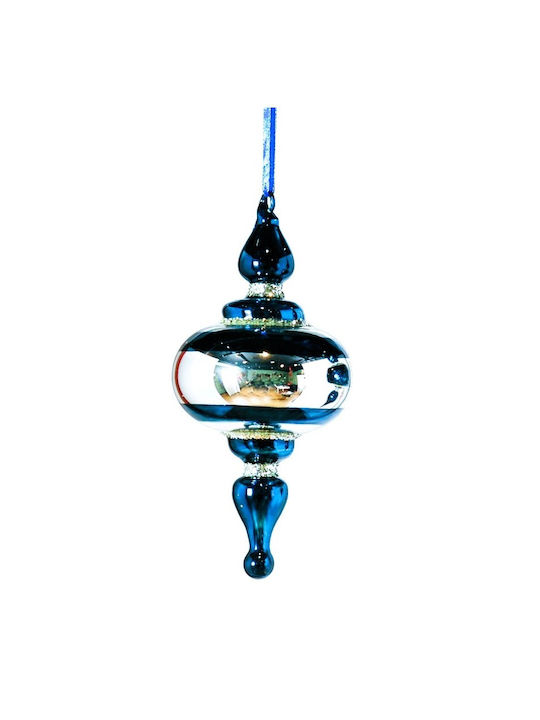 Weihnachtsbaumschmuck Träne Blau Silber 16cm