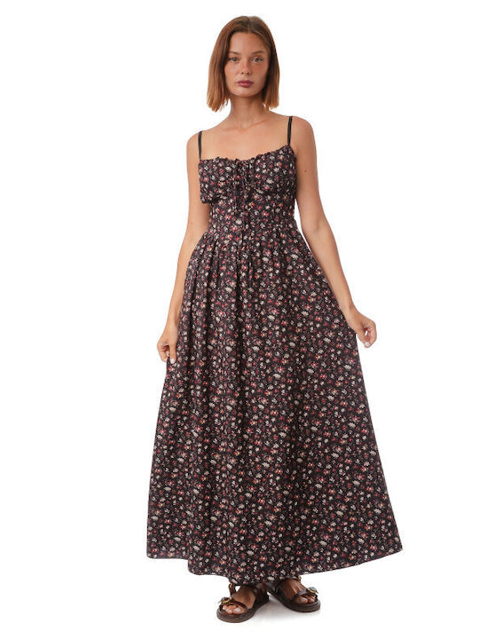 Silia D Sommer Midi Slip Dress Schwarz