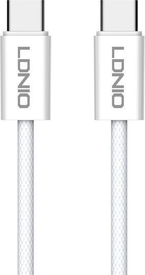 Ldnio Braided USB 2.0 Cable USB-C male - USB-C 65W Λευκό 1m
