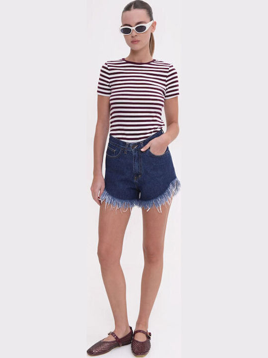 Sac & Co Pantaloni Scurți Din Denim Cu Talie Înaltă Pentru Femei Albastru Închis