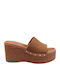 Damenplattformen Tabac Braun