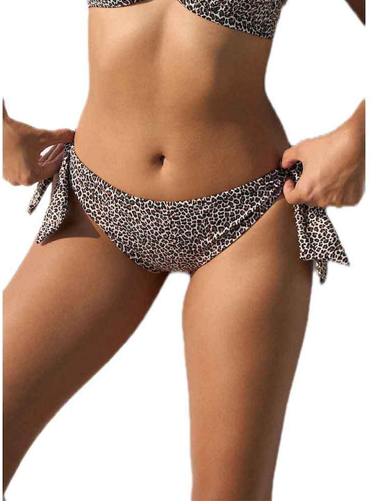 Slip Bikini Cu Dantelă Maro