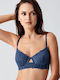 Blue Athletic Bra with Underwire