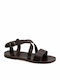Herrensandalen mit Schnalle Made in Greece Braun