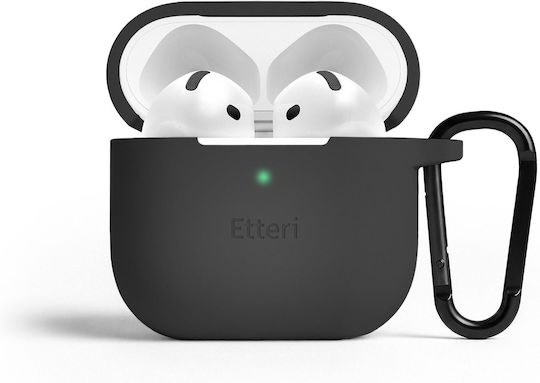 Etteri Калъф Силиконов С Кука В Черен Цвят За Apple AirPods 4