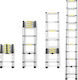 Telescopic Aluminum Single Ladder 7 Steps Maximum Height 2m