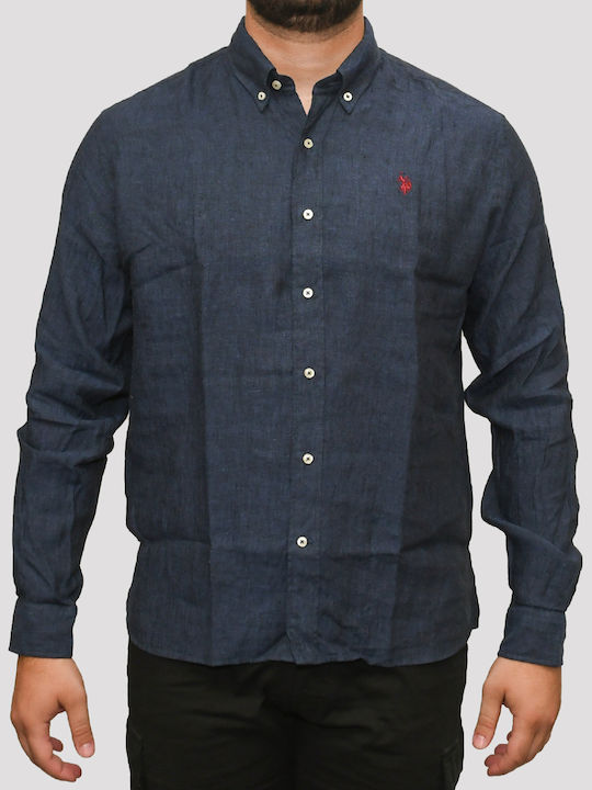 Alen Langärmeliges Leinenhemd Marineblau