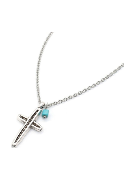 Irmelia Male Cross Made of Steel with Chain