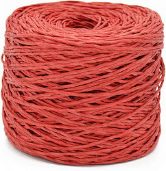 Natural Raffia Yarn Waxed Washed 200gr Bobbin Red