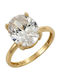 Single Stone Ring From 14K Gold With Zircon