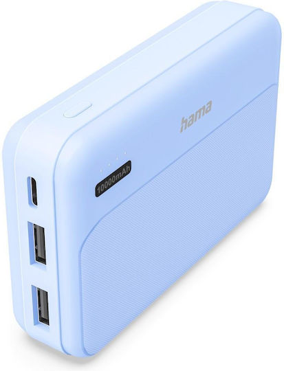 HAMA Pocket 10 Baterie externă 10000mAh cu 2 Porturi USB-A Albastru deschis