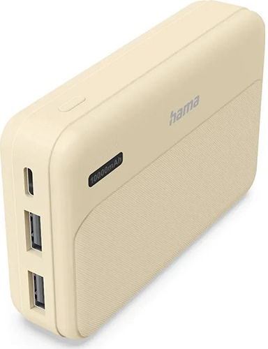 HAMA Pocket 10 Power Bank 10000mAh with 2 USB-A Ports Sand